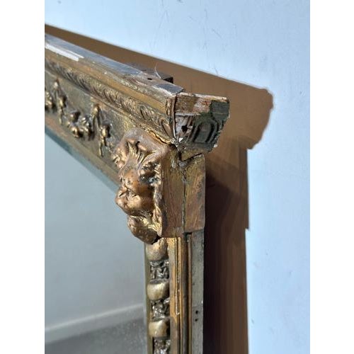 Large Antique Giltwood Mirror with Lion Mask For Sale - Image 3 of 8
