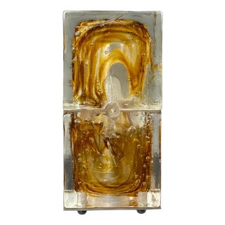 Amber Ice Glass Table Lamp by Albano Poli for Poliarte, 1970s For Sale