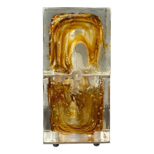 Amber Ice Glass Table Lamp by Albano Poli for Poliarte, 1970s For Sale