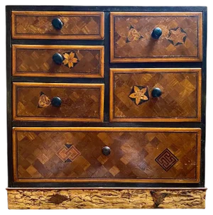 Small 19th Century Japanese Yosegi Zaiku Marquetry Storage Unit
