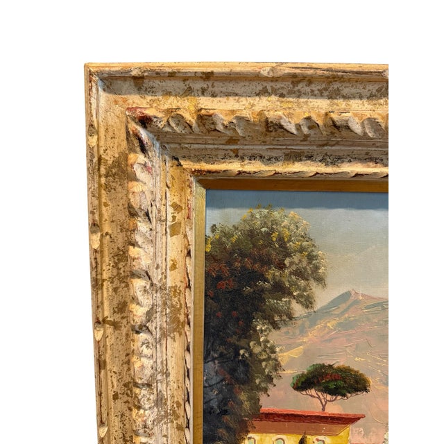 Mediterranean Italian Coastal Scene Oil on Canvas For Sale - Image 3 of 6