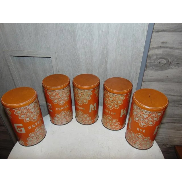 Container for rice, flour, sugar, semolina, groats, vintage from the 50s-60s, price for 5 pieces, dimensions: height 19...