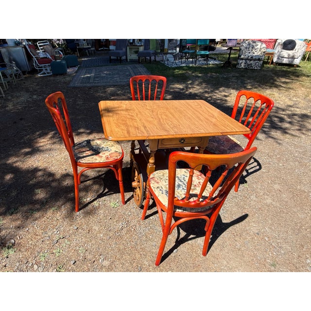 Wood Vintage Thonet Style Bentwood Bistro Chairs With Grape Leaf Upholstery For Sale - Image 7 of 10