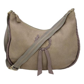 Mid 20th Century Nina Ricci Gray Leather Hobo Shoulder Bag For Sale