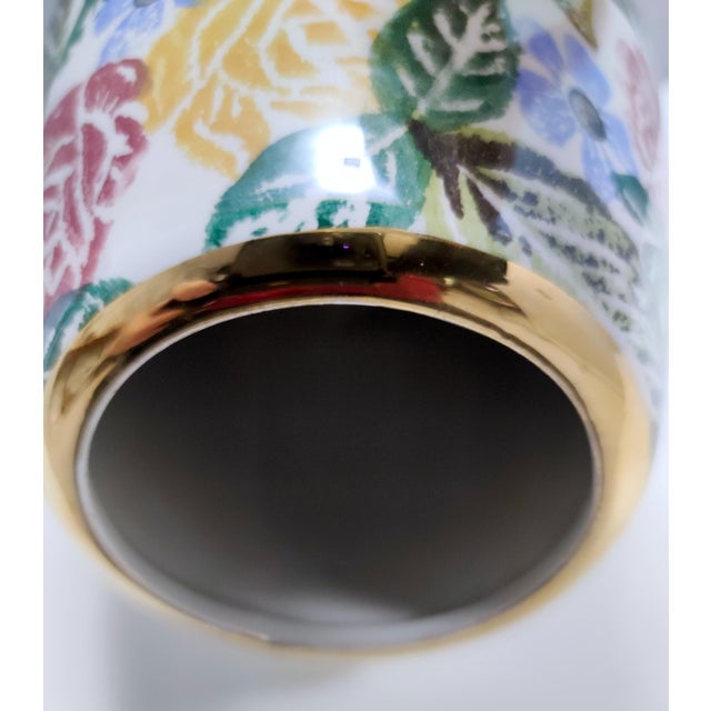 Blue Vintage Painted Porcelain Flower Vase from Bassano, 1960s For Sale - Image 8 of 11