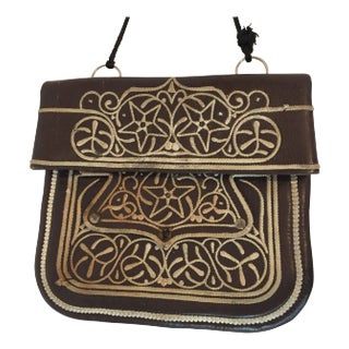 Vintage Moroccan Cross Body Leather African Bag For Sale