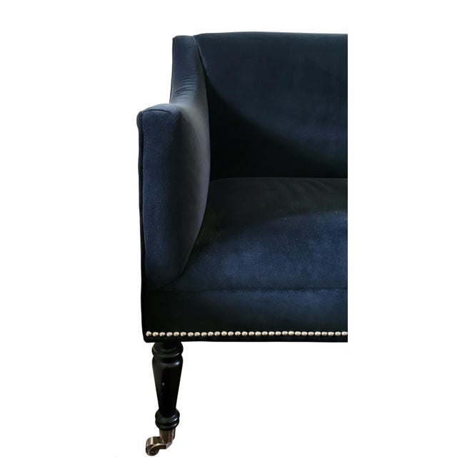 Black Barclay Butera Ridgecrest 60" Black Velveteeen Loveseat Settee Sofa Couch For Sale - Image 8 of 11