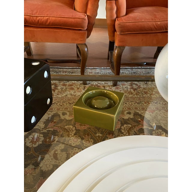 Mid-Century Green Ceramic Ashtray, Sicart Italy 1969 For Sale - Image 9 of 11