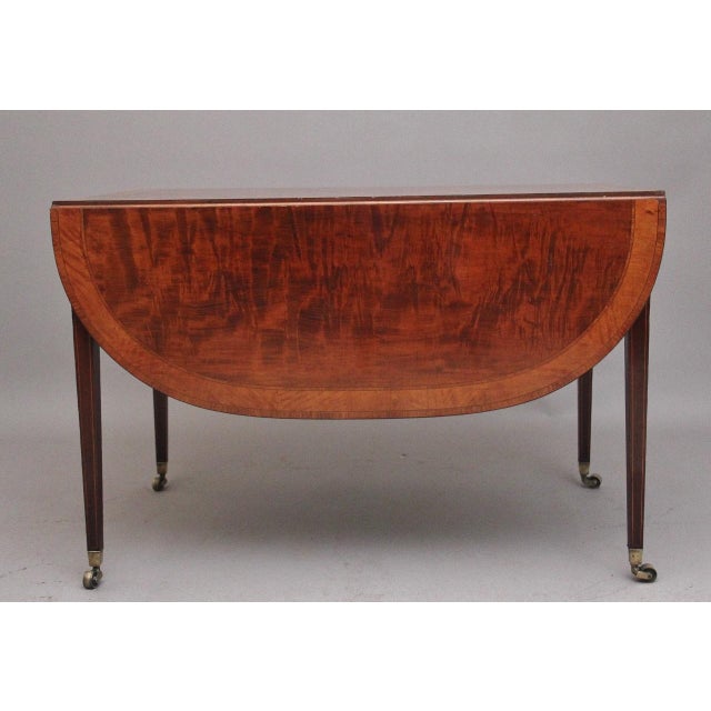 Wood Large Antique Inlaid Mahogany Pembroke Table, 1810 For Sale - Image 7 of 15