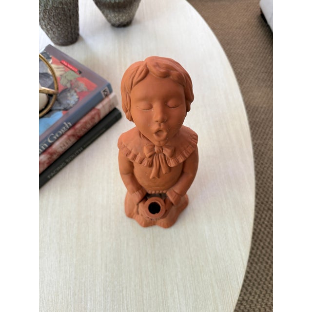 1970s Terra Cotta Chorister Candle Holder Christmas For Sale - Image 4 of 6
