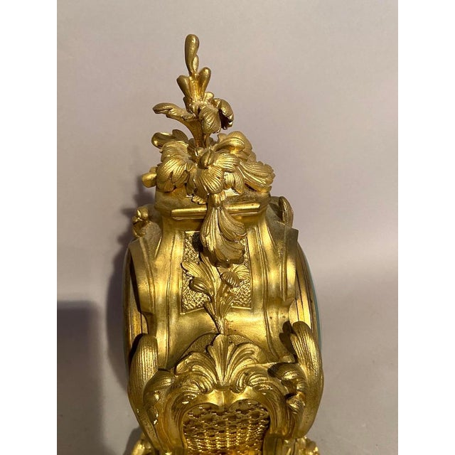 19thC Japy Frères Louis XV Gold Ormolu Bronze Mantel Clock 1pc For Sale - Image 6 of 18