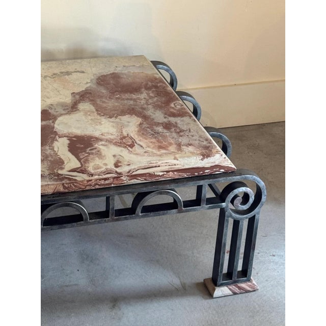 French Art Deco Marble and Iron Coffee Table For Sale - Image 4 of 10