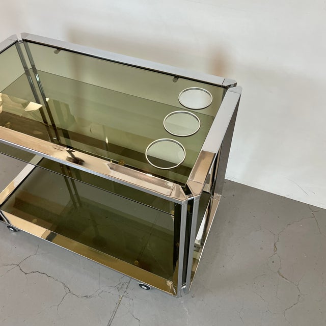 Space Age Chrome and Smoked Glass Bar Cart, 1970s For Sale - Image 12 of 18