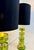 Italian Green Emerald Murano Glass Discs and Brass Lamps with Black Lampshades, 2000s, Set of 2 For Sale - Image 6 of 15