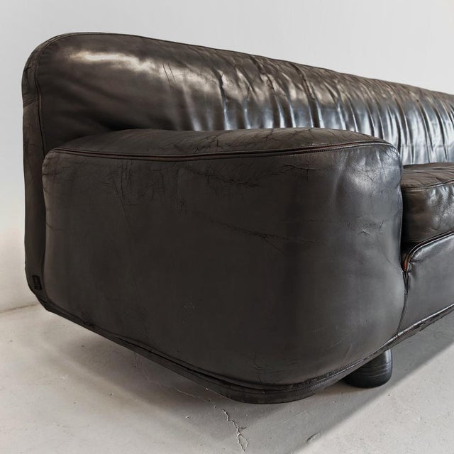 Black Leather Sofa by Franco Poli for Bernini, 1980s For Sale - Image 17 of 18
