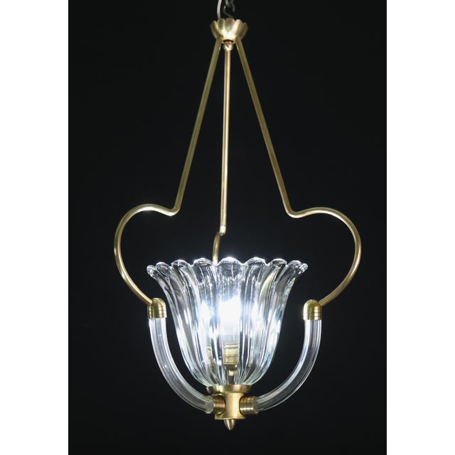 Amazing Art Deco chandelier attribuited to Ercole Barovier made by the glassworks Barovier & Toso in the 1940s-1950s. The...