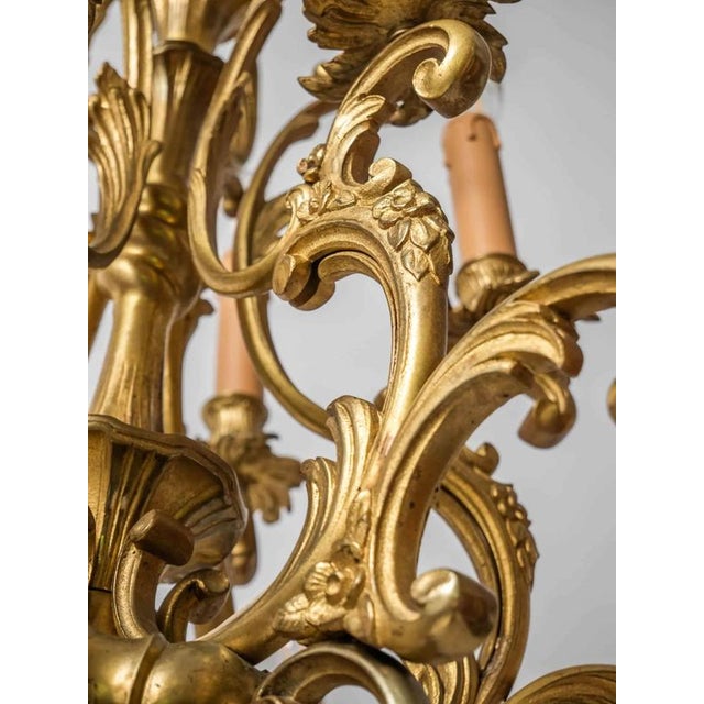 Large Bronze Chandelier from Maison Lucien Gau, Paris For Sale - Image 11 of 18