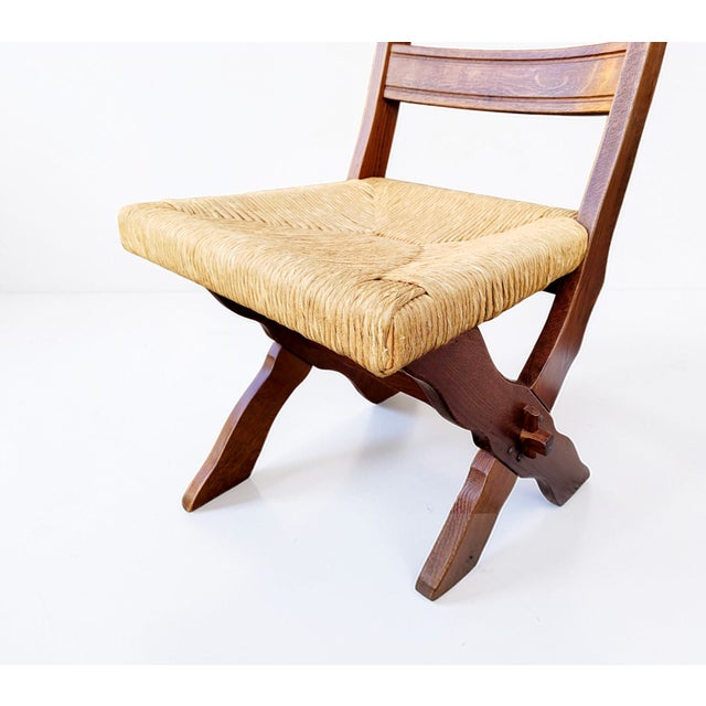 Brown Vintage Scandinavian Brutalist Scissor Dining Chairs in Pine, 1960s, Set of 4 For Sale - Image 8 of 18