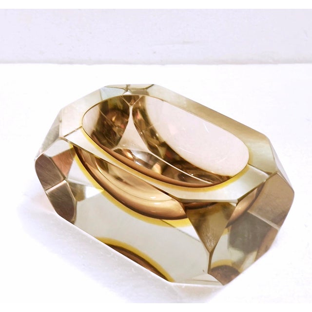 A striking vintage Murano art ashtray or decorative ashtray, attributed to Bucella Cristalli Murano, Italy, dating from...