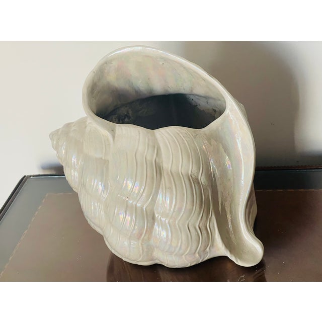 20 th century ceramic sea shell tissue box cover with pearl finish.