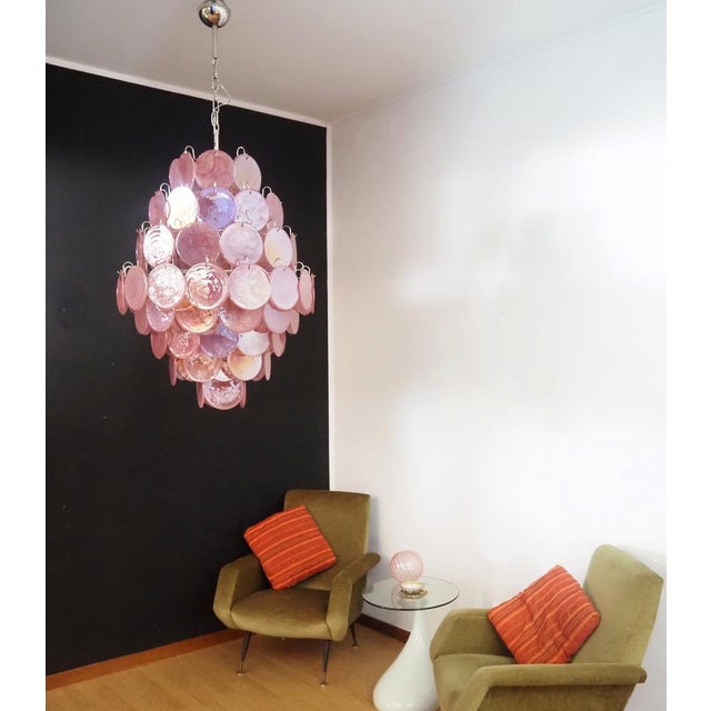 Large Vintage Italian Murano Chandelier with Pink Alabaster Disks, 1990s For Sale - Image 17 of 18