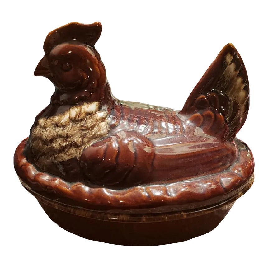 Vintage Hull Pottery Large Brown Ware Chicken Tureen Chairish