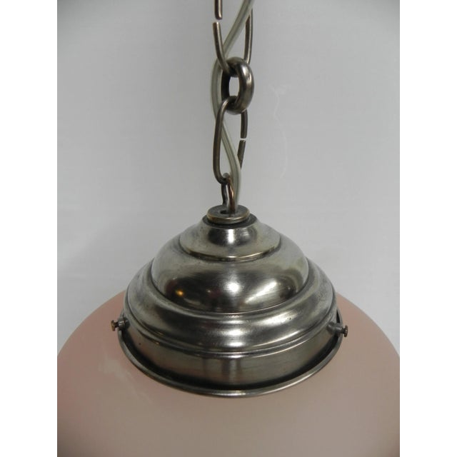 Art Deco Hanging Lamp with Pink Frosted Glass Shade, 1930s For Sale - Image 9 of 11