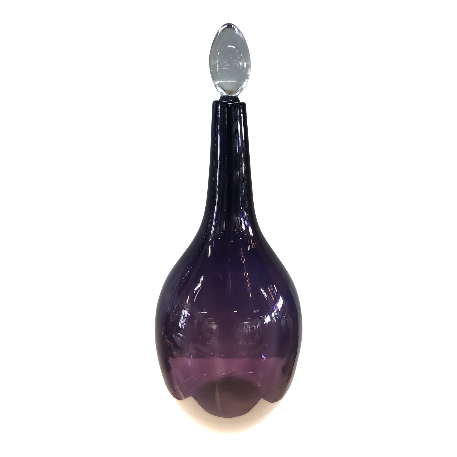 Purple Hand Blown Glass Blenko Decanter With Stopper, 1960s Chairish