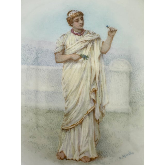 Cream Antique Copeland Spode Jewelled Portrait Cabinet Plate – Signed S. Alcock, Hand Painted, 19th Century For Sale - Image 8 of 10