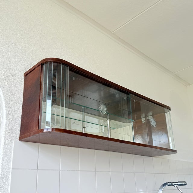 Wood Wooden Hanging Display Cabinet with Glass Elements, 1960s For Sale - Image 7 of 17