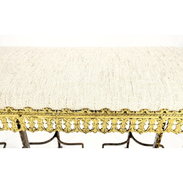 Antique Solid Brass & Steel Fine Gothic Style Compact Decorative Window Bench