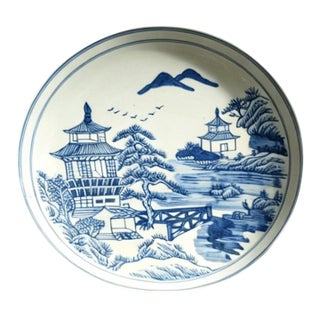 Chinese Ceramic Plate,Blue and White Porcelain Plate Hand Painted Landscape Pattern For Sale