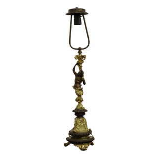 Mercury-Gilt Bronze Table Lamp with Mythological Figure, 1890 For Sale