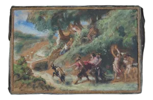 Mid 19th Century "The Triumph of Pan" Figurative Landscape Oil Painting Attributed to Ernst Stückelberg