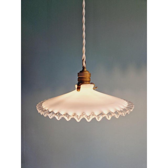 Suspension Light in White White Opaline, 1930s For Sale - Image 11 of 17