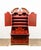 A striking George-I style chinoiserie secretary bookcase, beautifully finished in a vibrant scarlet red japanned lacquer...