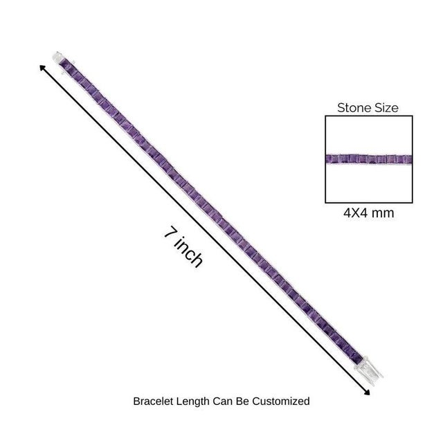 Square Cut Amethyst 14.13 CTW Sterling Silver Tennis Bracelet 14.3grms Gross Weight For Sale - Image 9 of 11