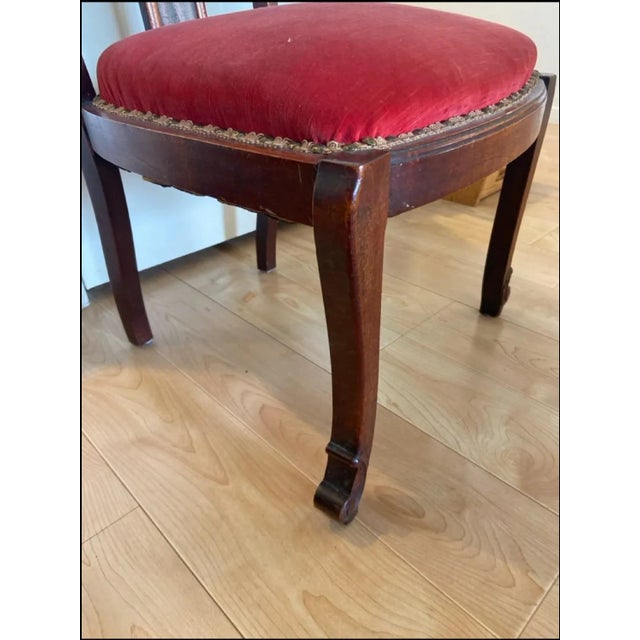 Antique Federal Style Mahogany Side Chair With Red Velvet For Sale In Los Angeles - Image 6 of 9