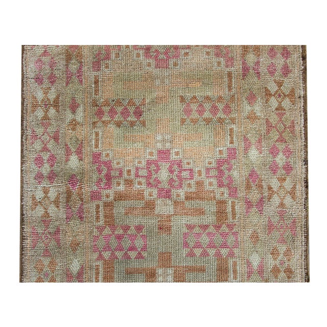 Tribal Vintage Turkish Oushak Runner For Sale - Image 3 of 12