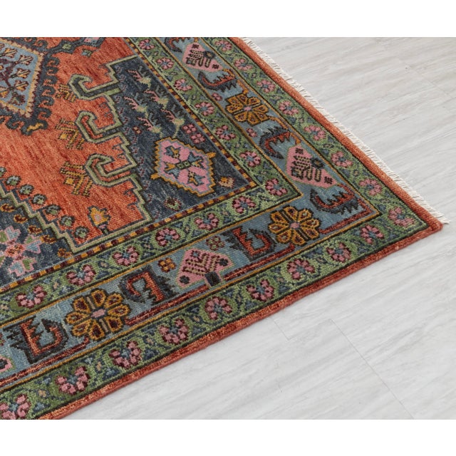 8x10Ft. Burnt Orange Persian Design Inspired Hand Knotted Premium Wool Rug For Sale - Image 9 of 18