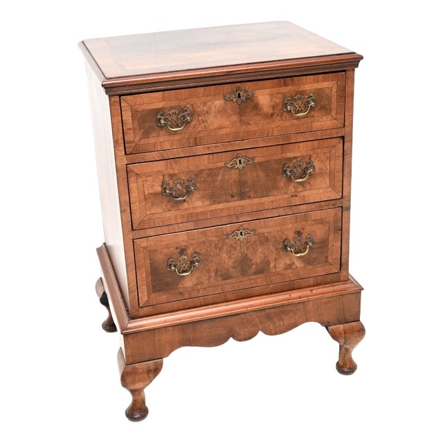 Antique Burr Walnut Chest on Legs, 1880 For Sale