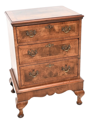 Antique Burr Walnut Chest on Legs, 1880