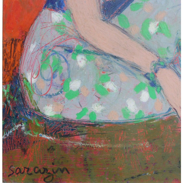 Michel Sarazin, Portrait of a Pensive Woman, 2000s, Oil Pastel on Board, Framed For Sale - Image 12 of 18