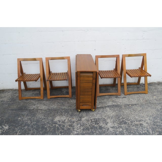 Mid Century Drop Leaf Dining Dinette Table With Hideaway 4 Folding ...
