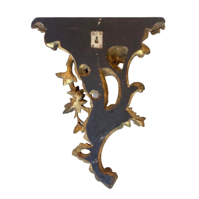 Rococo Mid 20th Century Large Vintage Carved Giltwood Italian Wall Brackets - a Pair For Sale - Image 3 of 11
