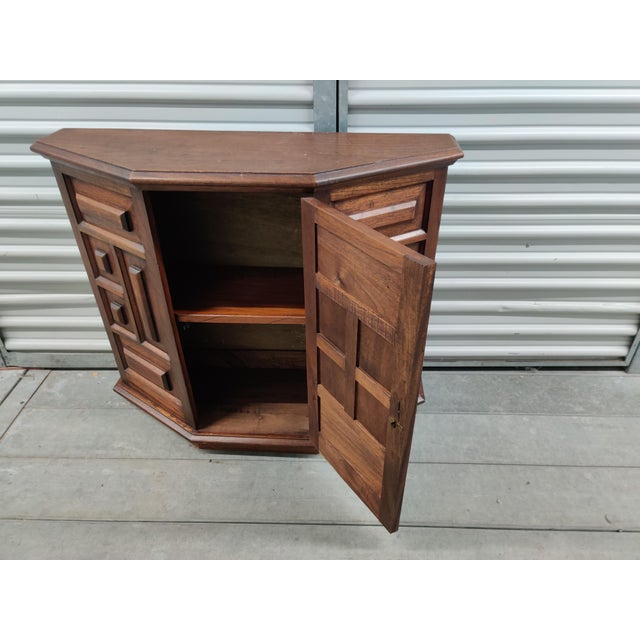 Mid 20th Century Brutalist Style Small Angled Cabinet For Sale - Image 4 of 6