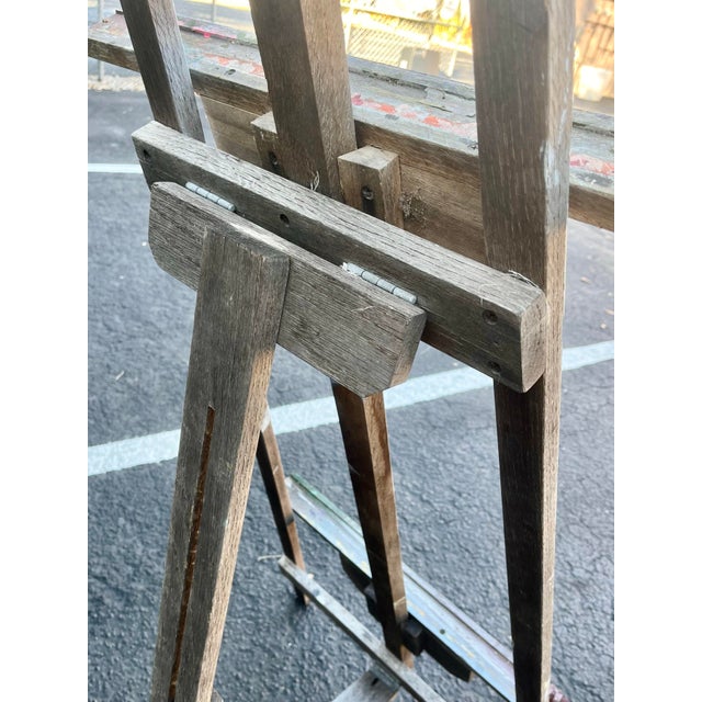 Tan Antique Wood Easel Fully Adjustable | in a Mid Century Style For Sale - Image 8 of 12