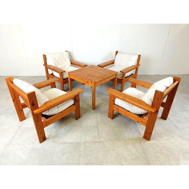 Vintage Pinewood Armchairs, 1980s, Set of 4 For Sale - Image 3 of 12
