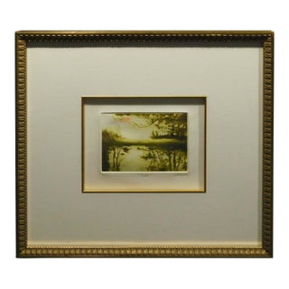 G H Rothe "Lake" 1988 Landscape Framed Mezzotint on Paper Hand Signed Make Offer For Sale