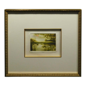 G H Rothe "Lake" 1988 Landscape Framed Mezzotint on Paper Hand Signed Make Offer